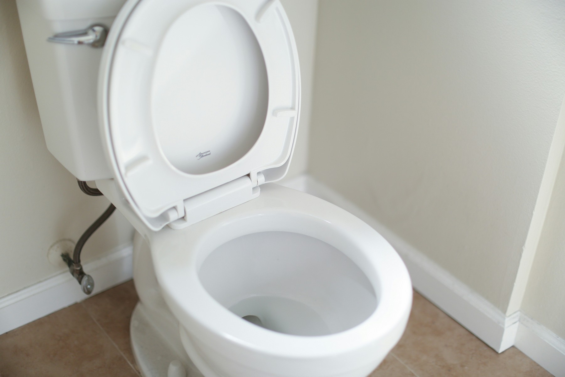 Toilettendeckel wird im Badezimmer gereinigt